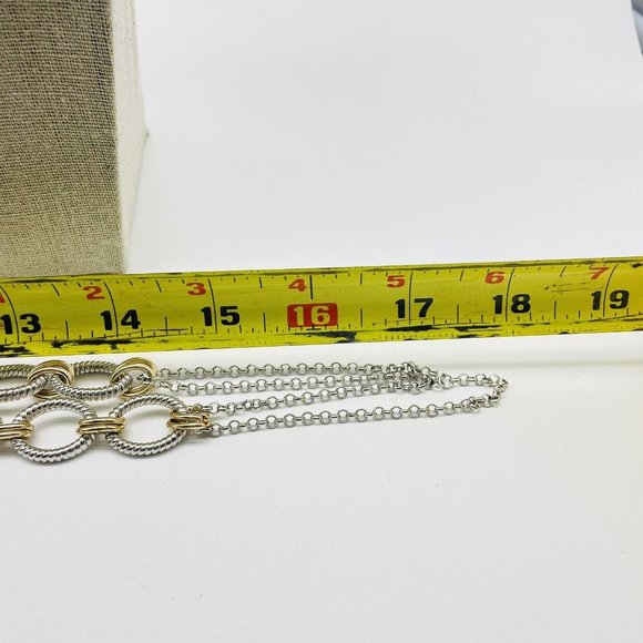 Oval Link and Chain Necklace Mixed Metal Tones Gold Silver Classic Career LARP - Picture 6 of 7